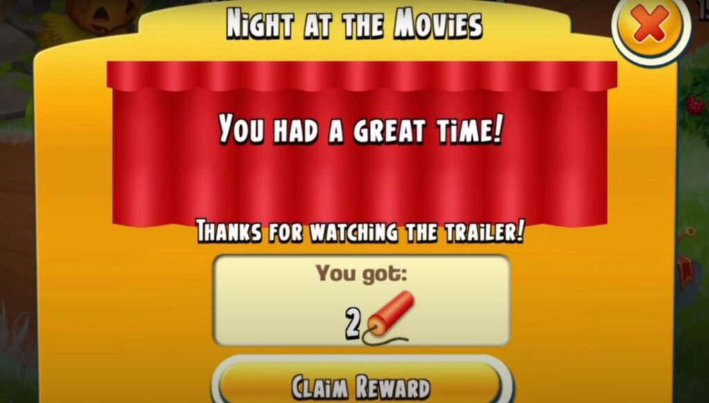 night at the movies in hay day